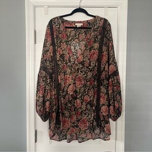 Torrid Festi Tunic 3X Floral Print with Crochet Details